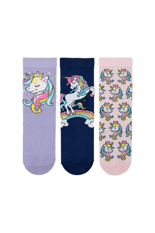 Kid's Unicorn Socks, Unicorn Kids Clothing, Cotton Gift Socks for Girls, Ages 1-3, 3-5, 5-7 Years Old, Advent Calendar Fillers, Pink, Blue