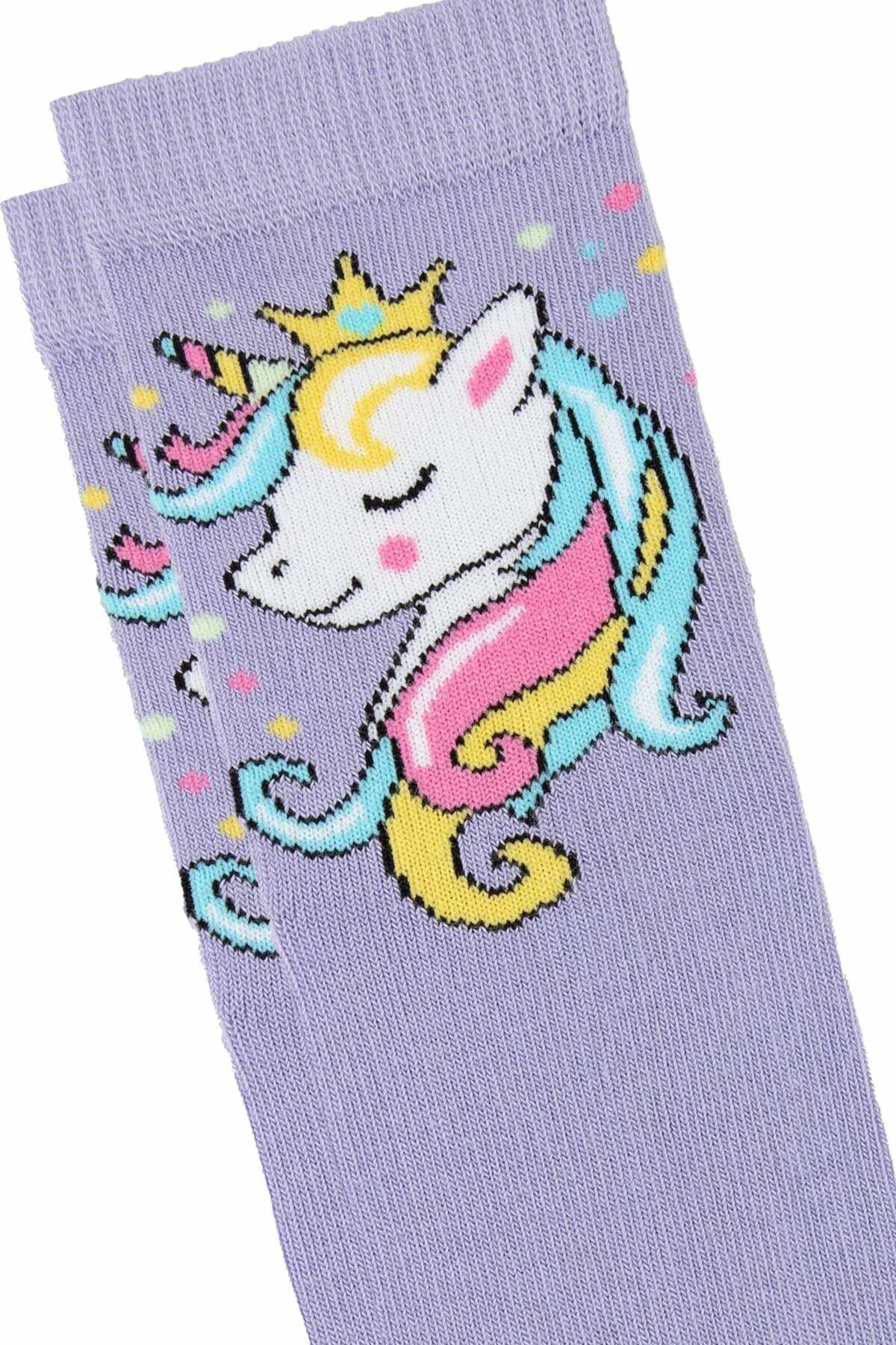 Kid's Unicorn Socks, Unicorn Kids Clothing, Cotton Gift Socks for Girls, Ages 1-3, 3-5, 5-7 Years Old, Advent Calendar Fillers, Pink, Blue