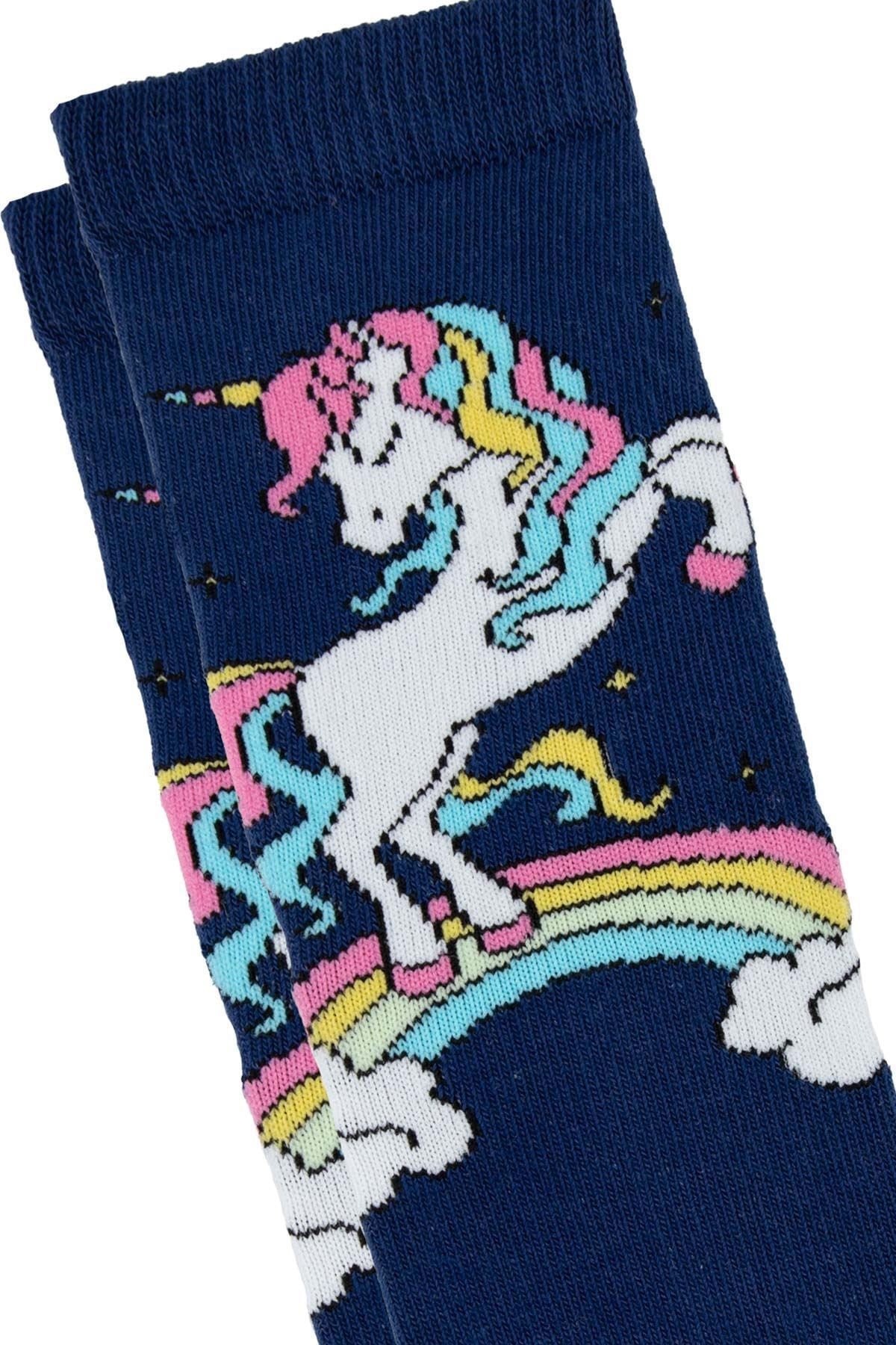 Kid's Unicorn Socks, Unicorn Kids Clothing, Cotton Gift Socks for Girls, Ages 1-3, 3-5, 5-7 Years Old, Advent Calendar Fillers, Pink, Blue