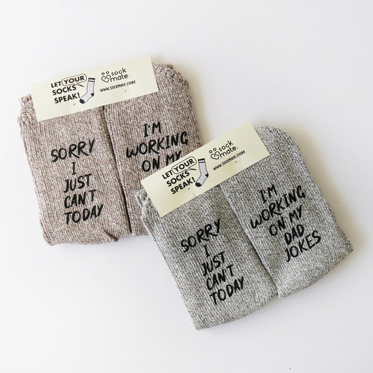 Sorry I Just Can't Today I'm Working on my Dad Jokes Socks, Pregnancy Gift for Dad, Expecting Dad Gift, New Dad Socks, Expecting Dad Socks