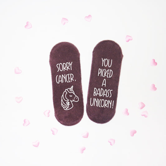 Sorry Cancer, You Picked a Badass Unicorn Socks, Cancer Gift, Cancer Free, Fuck Cancer, Socks For Chemo, Custom Socks, Support Gift for Her