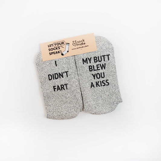 I didn't fart My Butt Blew You A Kiss Socks, Funny Socks, Silly Gift for Family,  Gag Gifts, Joke Gifts, Christmas Gifts For Family