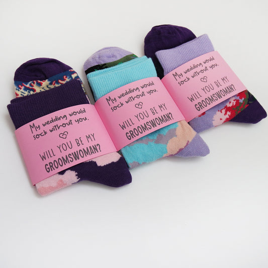 Groomswoman Gifts, Groomswoman Proposal Box Items, Groomswoman Socks, Will You Be My Groomswoman, My Wedding Sock Without You, Proposal Sock