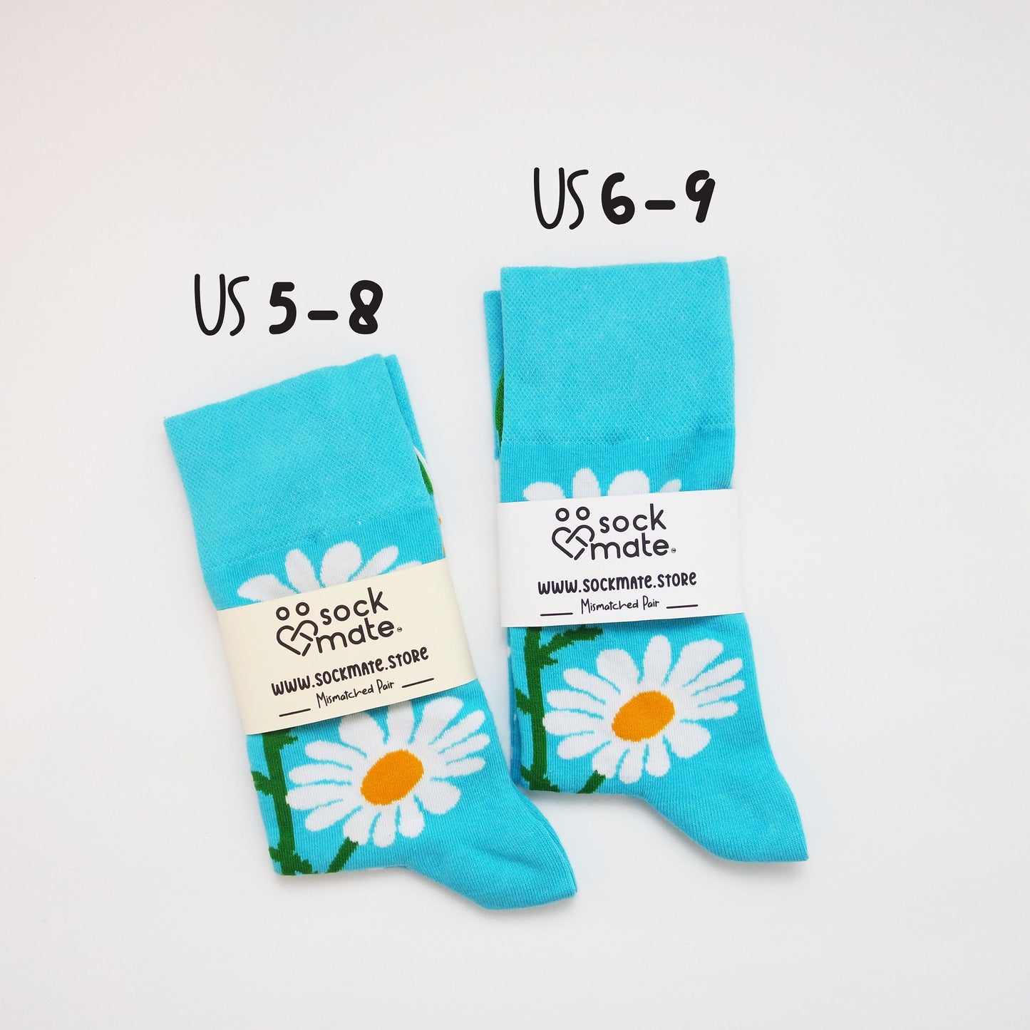 Daisy Mismatched Socks, Floral Socks, Flowers Mismatched Socks, Fresh Start, Matched Couple Socks, Positivity Socks, Good Mood Sock