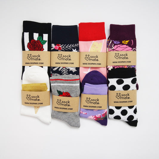 Advent Calendar Fillers, Socks Bundle, Advent Calendar For Adults, Women's Assorted Patterns, Funky Colorful Crew Socks, Bulk Sock Packs