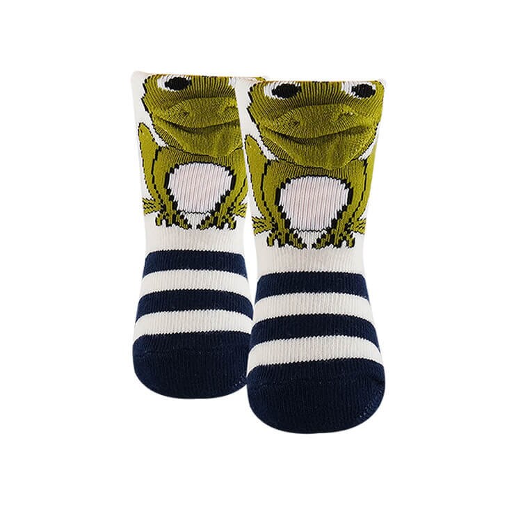 Baby Socks, Newborn Sock For Baby Boys, 3D Frog Navy Striped Hosiery, Baby Shark Infant Socks, 0-6, 6-12, 12-18 Months Old, Animal Socks