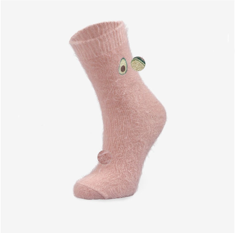 3-Pack Fuzzy Embroidered Women's Socks, Cozy Socks For Her, Stocking Stuffers, Embroidered Snowflake, Daisy, Avocado Socks, Fluffy Socks