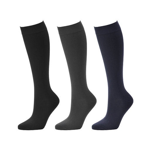 Sockmate Men's Knee High Cotton Socks, Over-The-Calf Dress Socks For Him, Gray, Black, Navy Color,