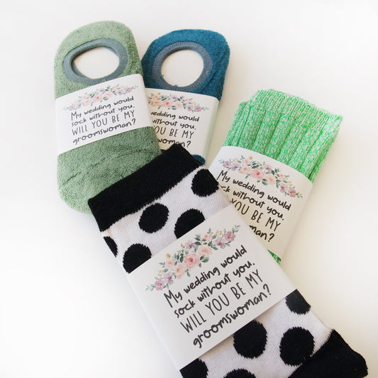 Groomswoman Socks, Groomswoman Gifts, Groomswoman Proposal Box Items, Will You Be My Groomswoman, My Wedding Sock Without You, Proposal Sock