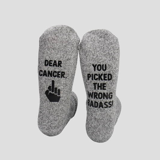 Hey Cancer You Picked The Wrong Guy Socks, Cancer Gift, Socks For Chemo, You Picked the Wrong Badass, Support Gift for Him, Fuck Cancer Sock