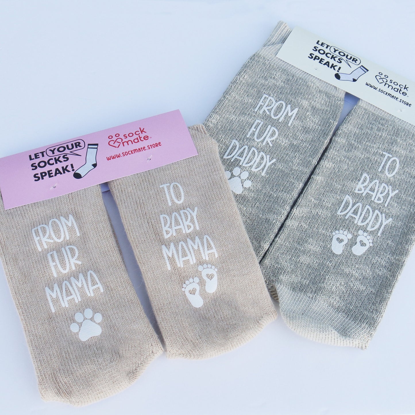 From Fur Mama, To Baby Daddy Gifts, New Baby Mom, New Baby Dad Socks, Soon To Be Parents Gift, Pregnancy Announcements, Future Mom and Dad