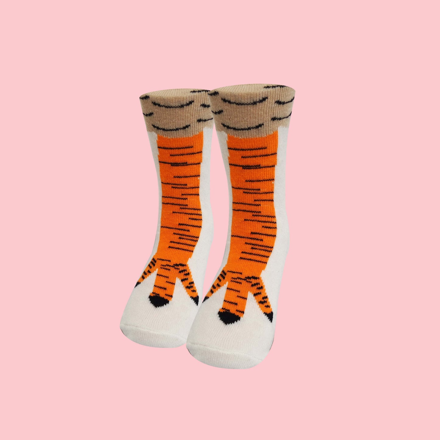 Chicken Leg Goofy Kids Socks - Beige