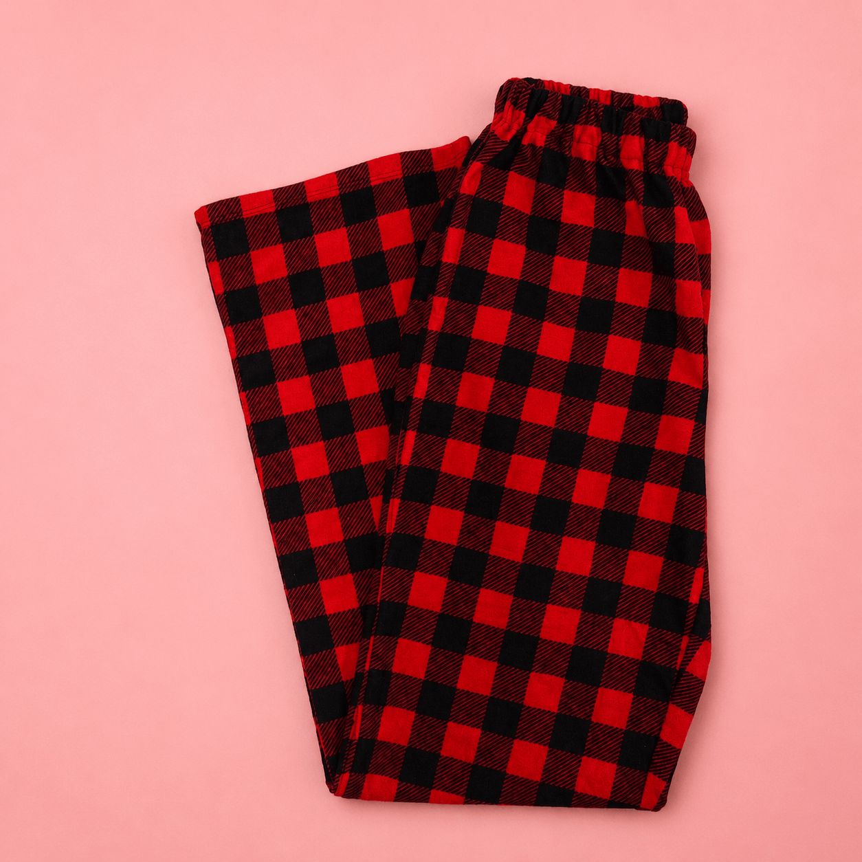 Red Cotton Flannel Christmas Buffalo Plaid Pajama Pants, Matching Family Holiday Pajamas