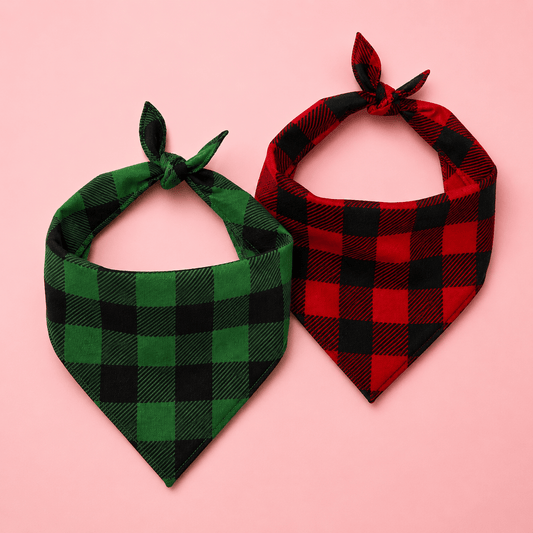 Christmas Buffalo Plaid Pet Bandana / Tie - Green, Red