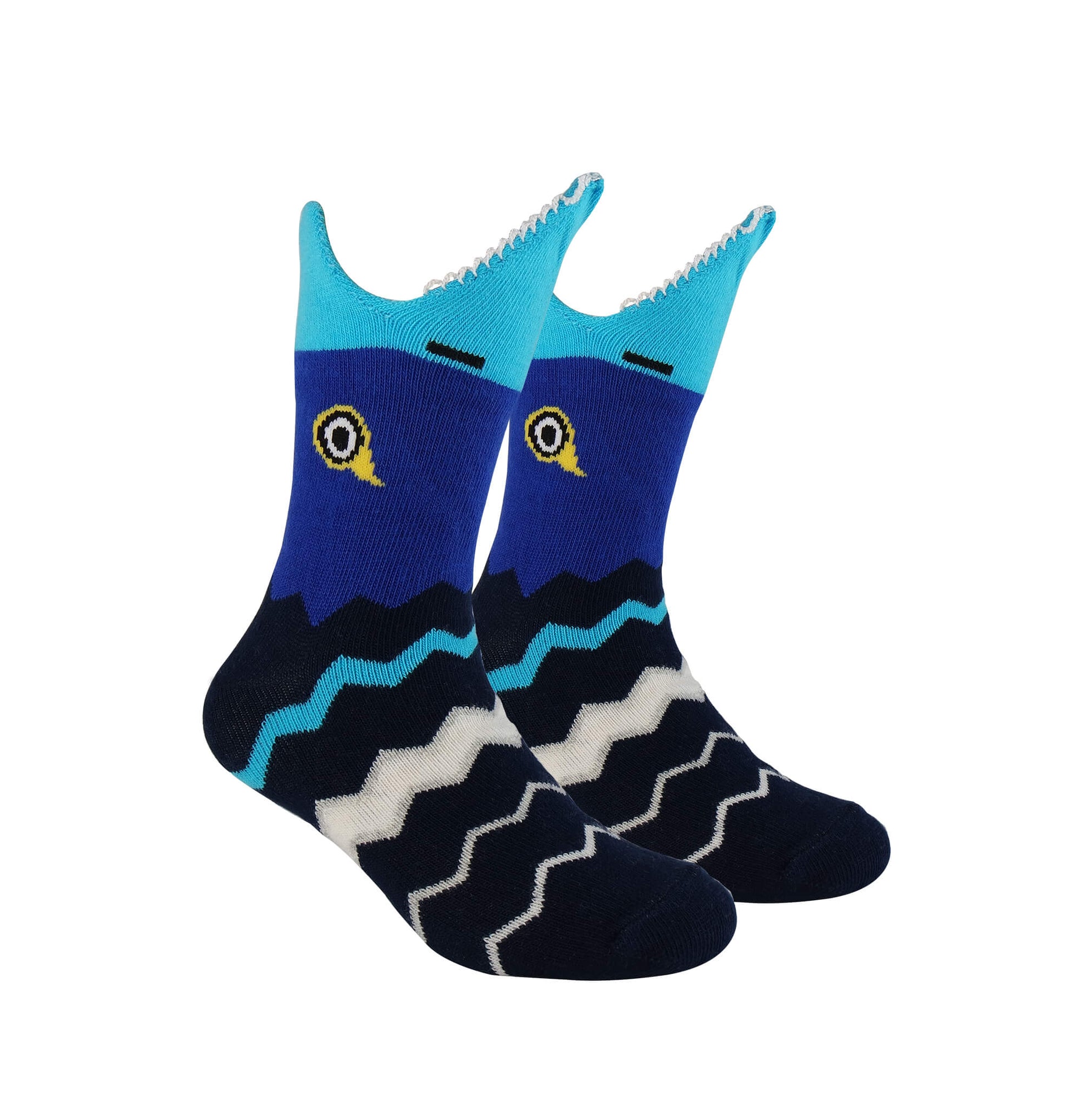 3D blue color shark socks, featuring a striking and realistic shark design for a fun and adventurous look.