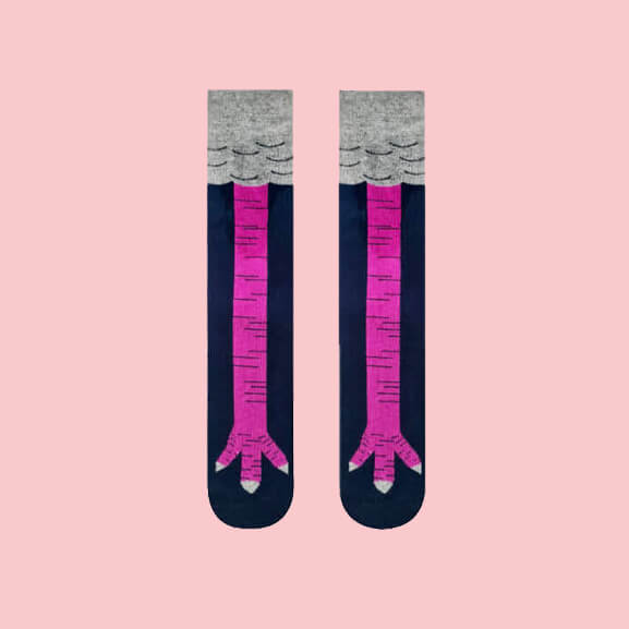 Chicken Leg Pink-Navy Women Socks