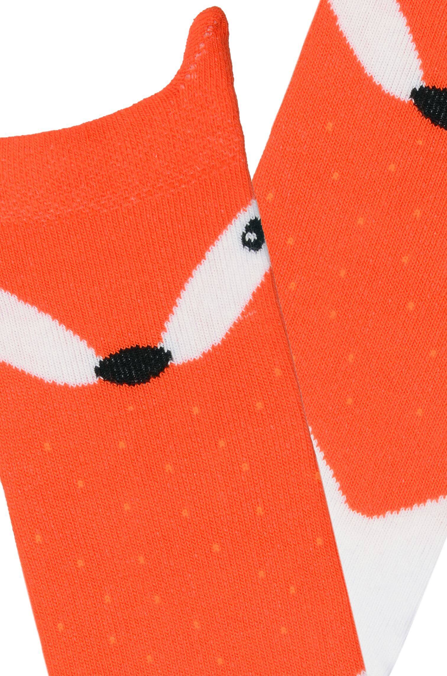 Kid's 3D Fox Under Knee Socks by Sockmate. Orange Color Fox knee high socks