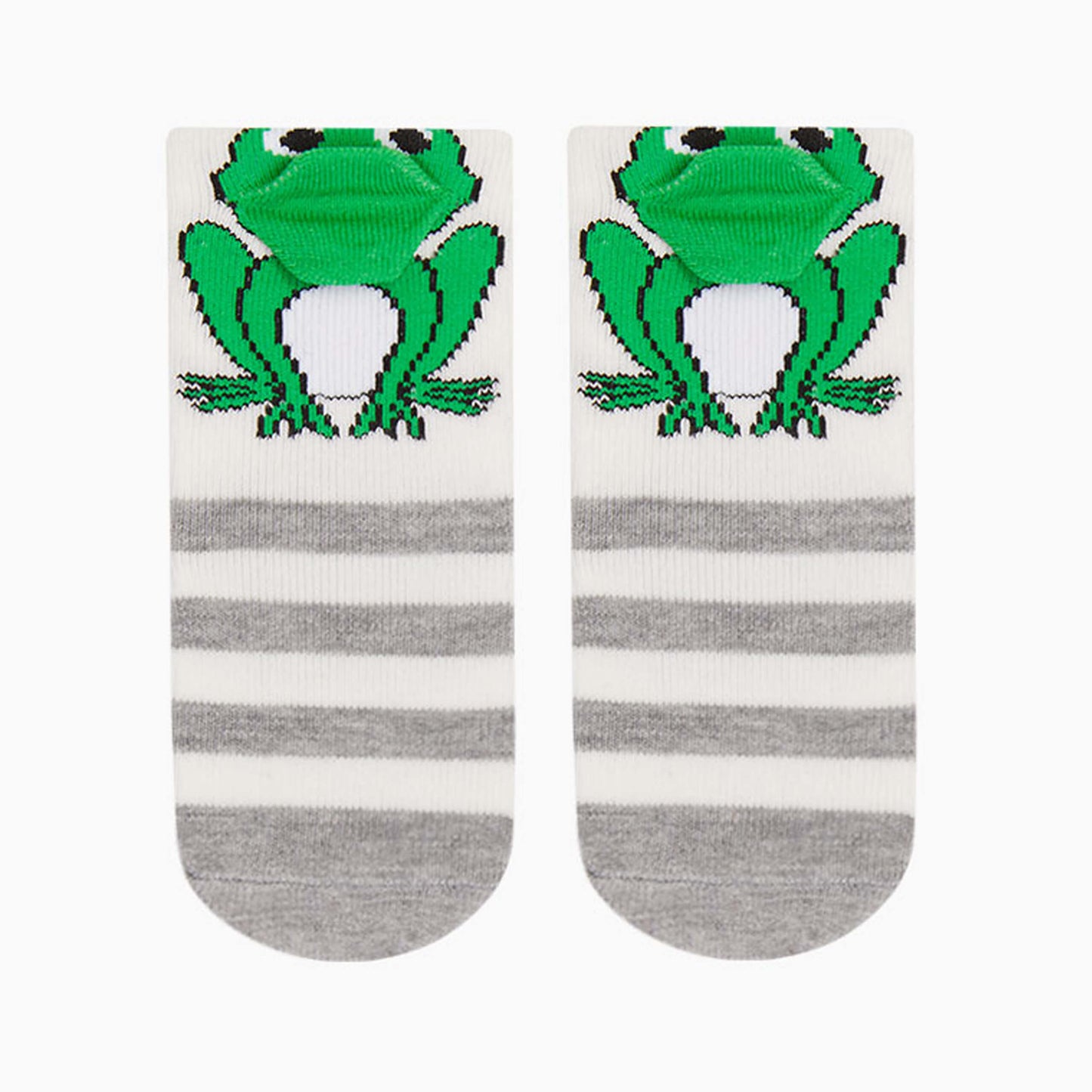 3D Baby Frog Socks - Gray Color Striped