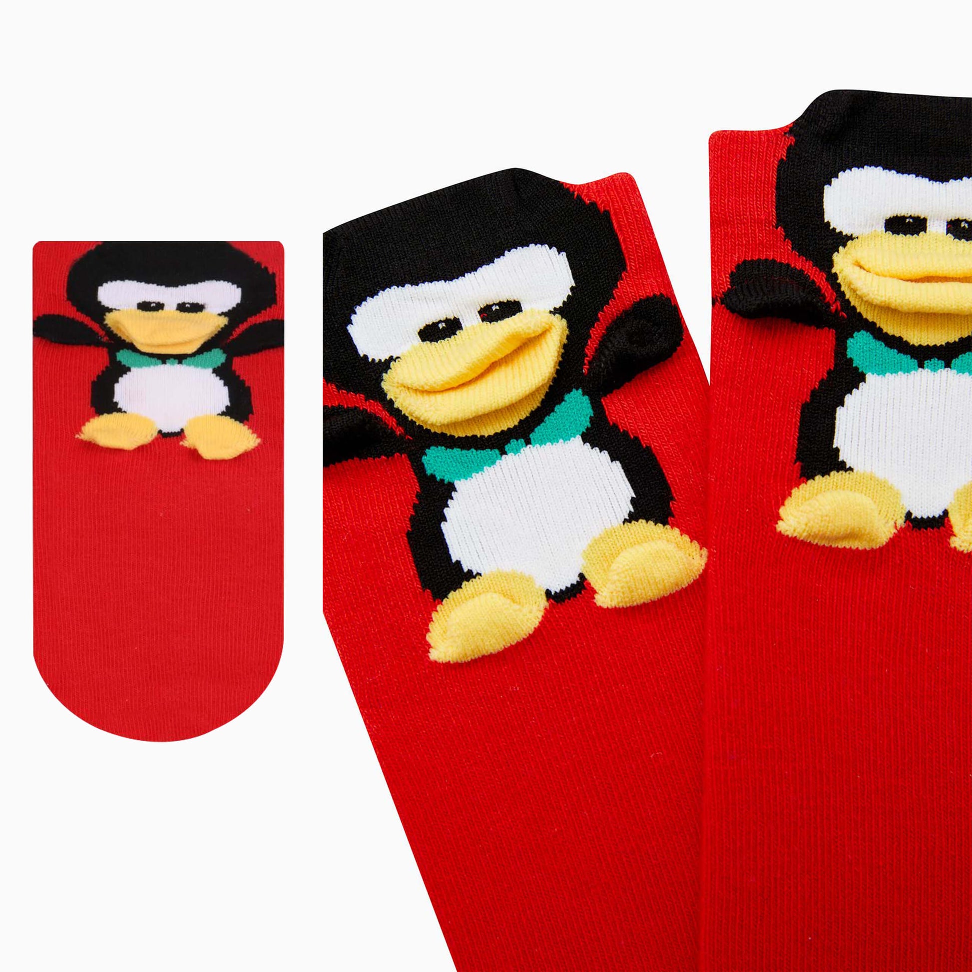 Sockmate red penguin socks, 3d designed animal sock for any occasion, kids socks, animal socks for toddler