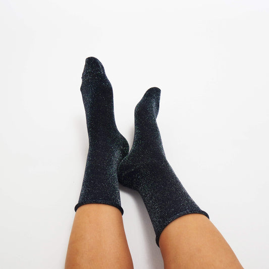Women's Navy Glitter Socks