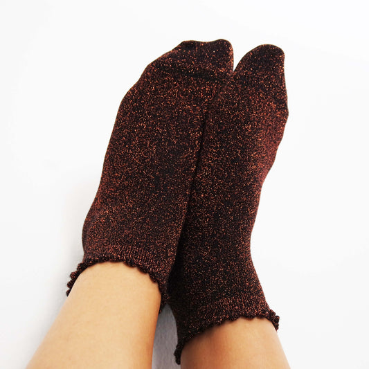 Women's Dark Brown Glitter Socks