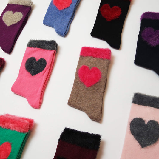 Women's Fuzzy Heart Sock - Sockmate