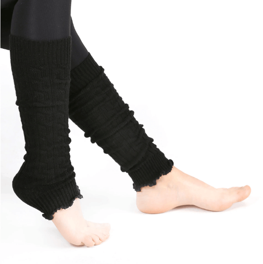 Women's Black Wool Leg Warmers - Sockmate
