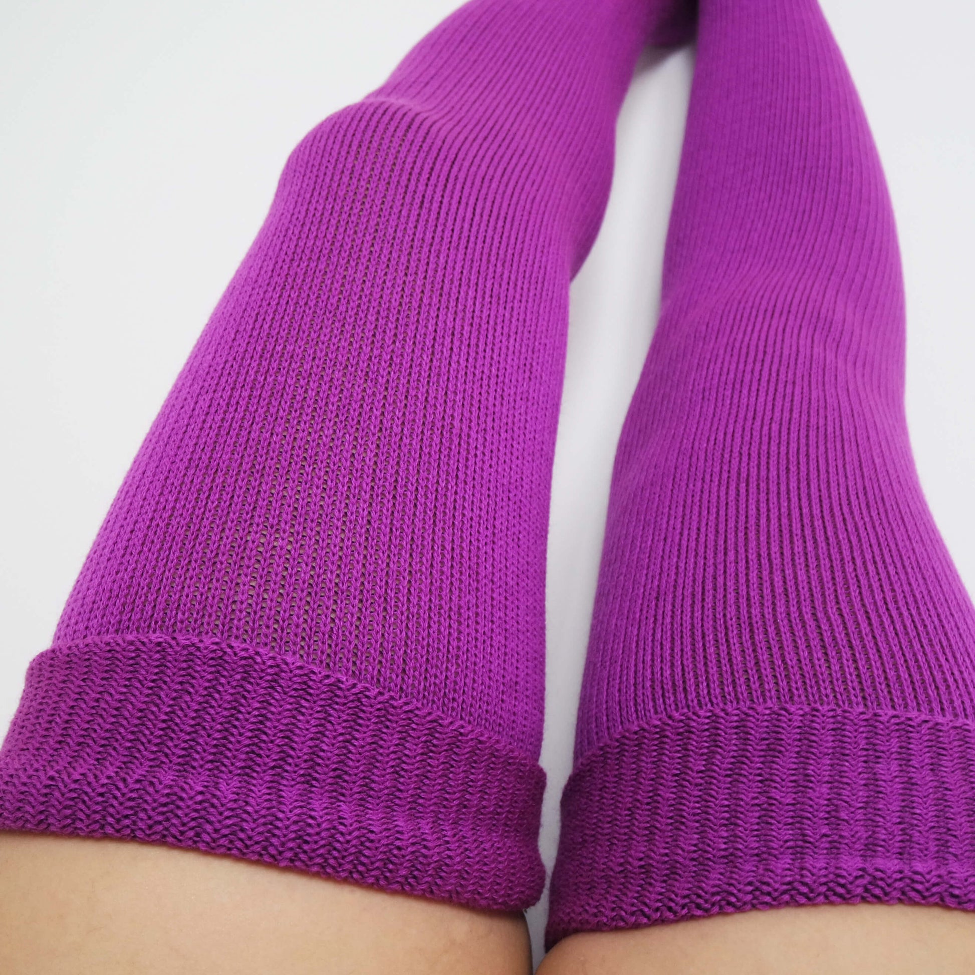 Purple Opaque Thigh High Stockings