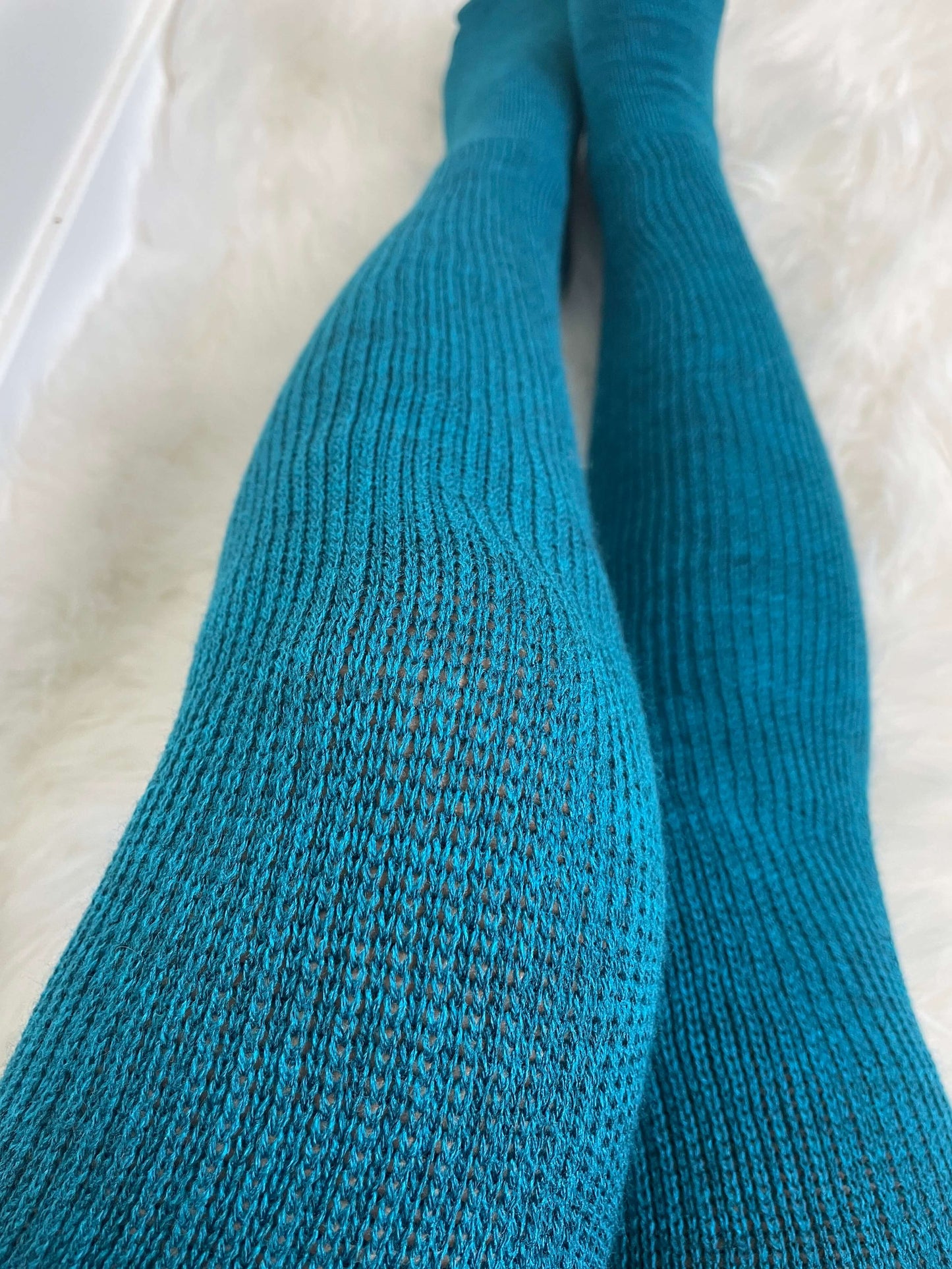 Women's Plus Size Turquoise Over Knee Socks - Sockmate