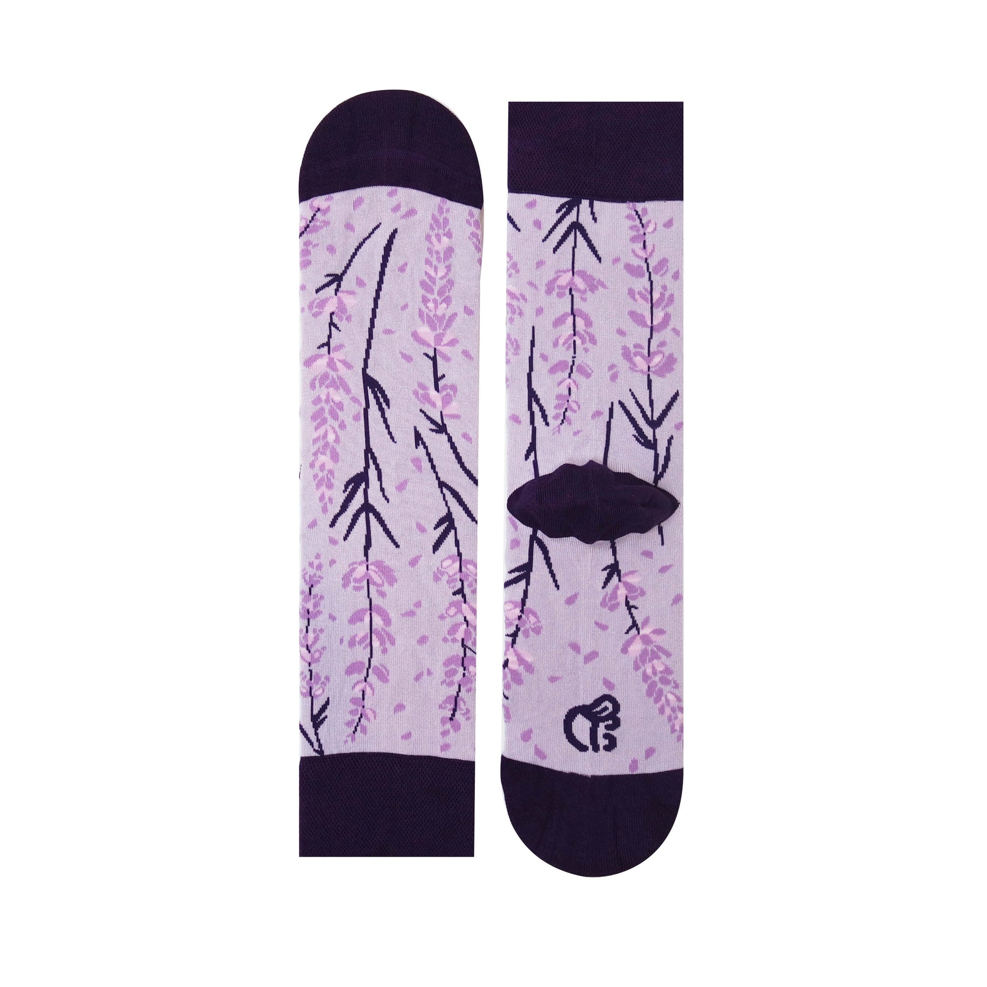 Unisex Purple-Lilac Floral Crew Socks - Sockmate