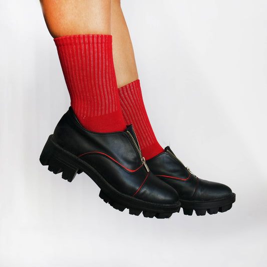 Women's Christmas Red Cotton Socks